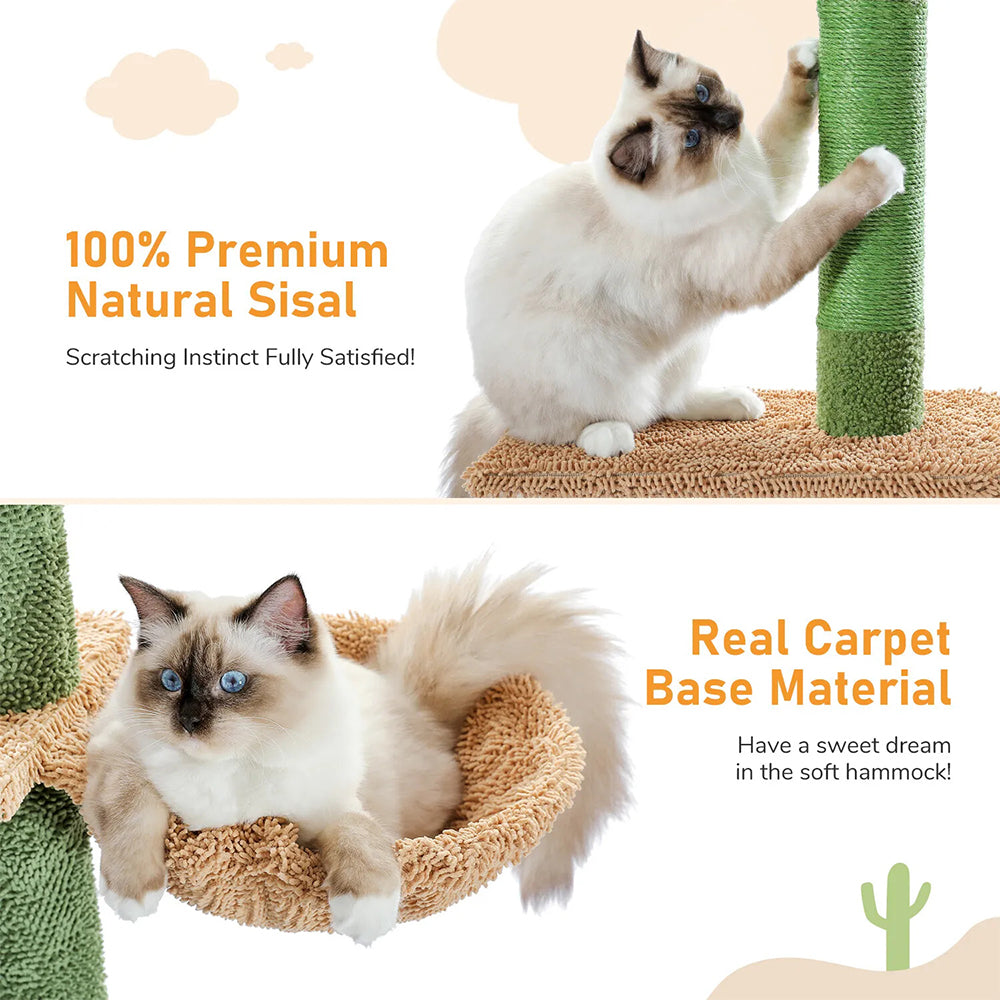 Cactus Scratching Post Cat Tree – Plush, Sturdy & Fun Play Structure for Cats