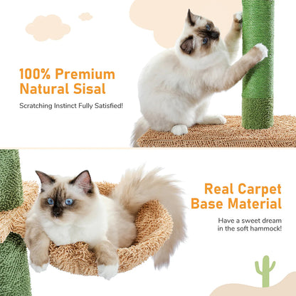 Cactus Scratching Post Cat Tree – Plush, Sturdy & Fun Play Structure for Cats