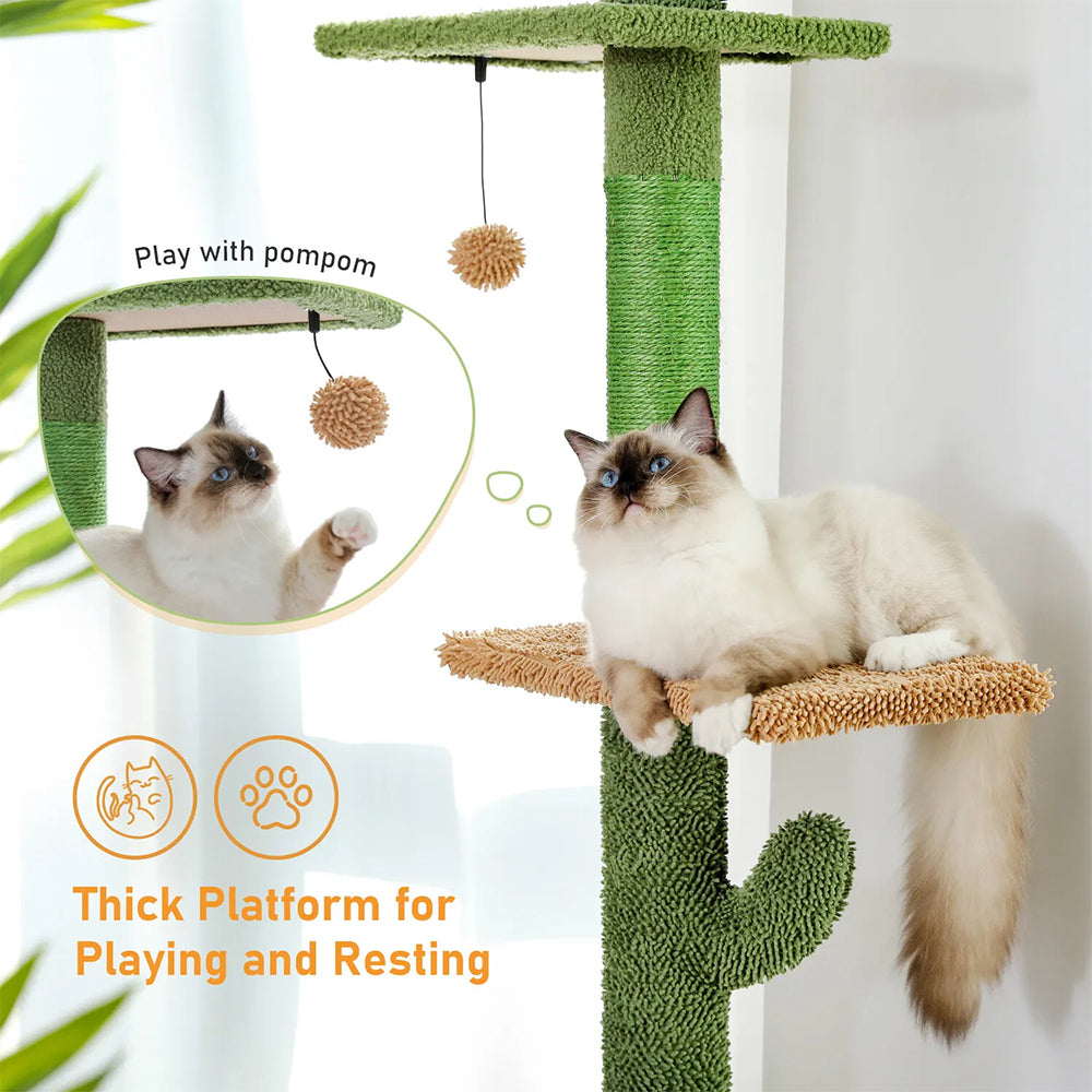 Cactus Scratching Post Cat Tree – Plush, Sturdy & Fun Play Structure for Cats