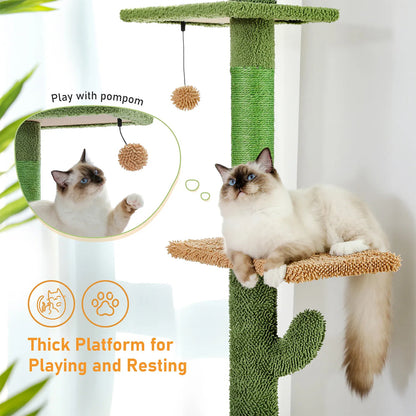Cactus Scratching Post Cat Tree – Plush, Sturdy & Fun Play Structure for Cats