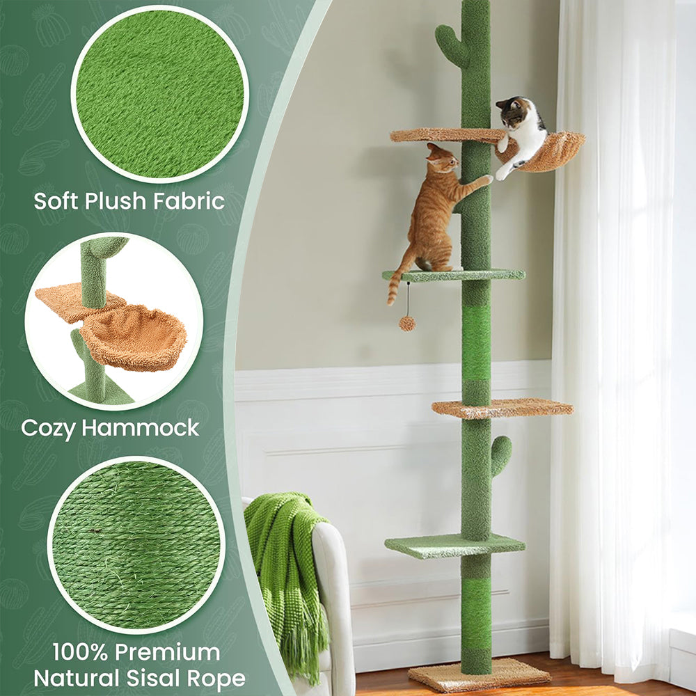 Cactus Scratching Post Cat Tree – Plush, Sturdy & Fun Play Structure for Cats