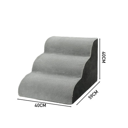 Soft Pet Stairs with Non-Slip Base – 2/3/4-Step Foam Ramp with Removable Washable Cover