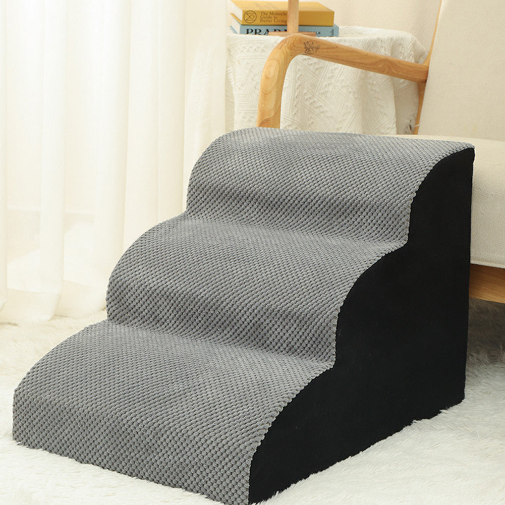 Soft Pet Stairs with Non-Slip Base – 2/3/4-Step Foam Ramp with Removable Washable Cover
