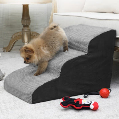 Soft Pet Stairs with Non-Slip Base – 2/3/4-Step Foam Ramp with Removable Washable Cover