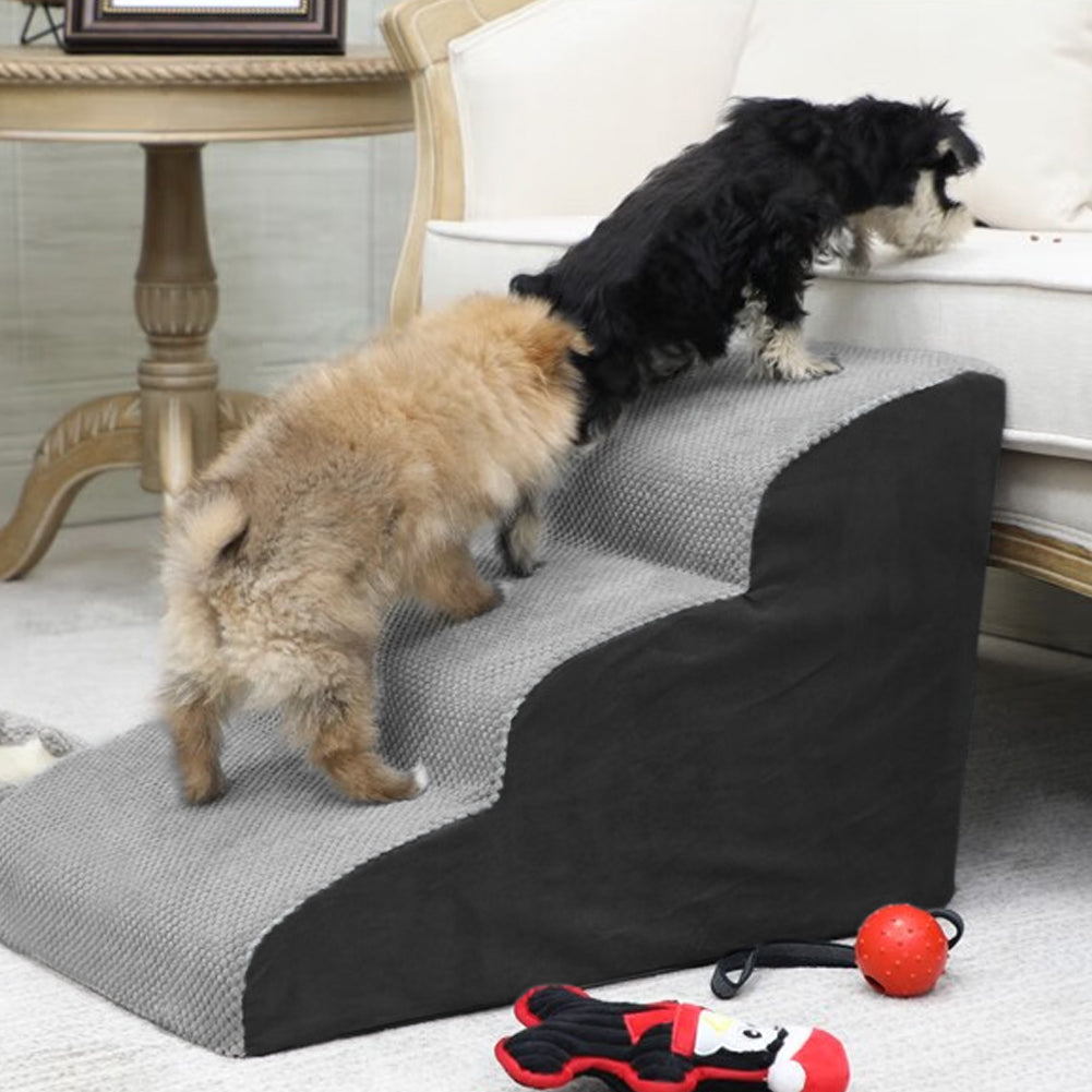 Soft Pet Stairs with Non-Slip Base – 2/3/4-Step Foam Ramp with Removable Washable Cover