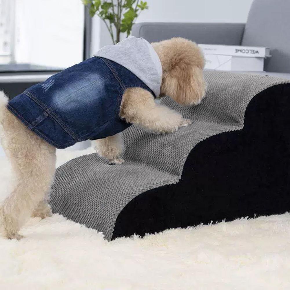 Soft Pet Stairs with Non-Slip Base – 2/3/4-Step Foam Ramp with Removable Washable Cover