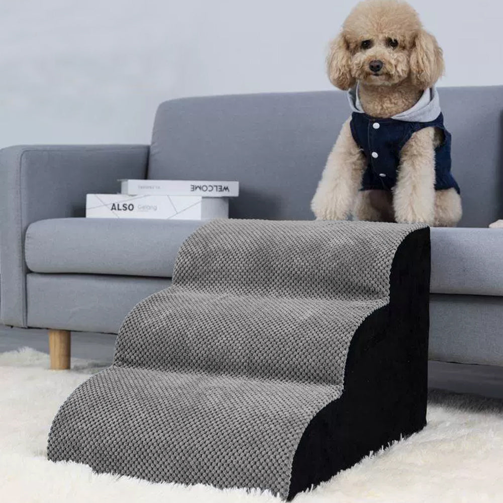 Soft Pet Stairs with Non-Slip Base – 2/3/4-Step Foam Ramp with Removable Washable Cover