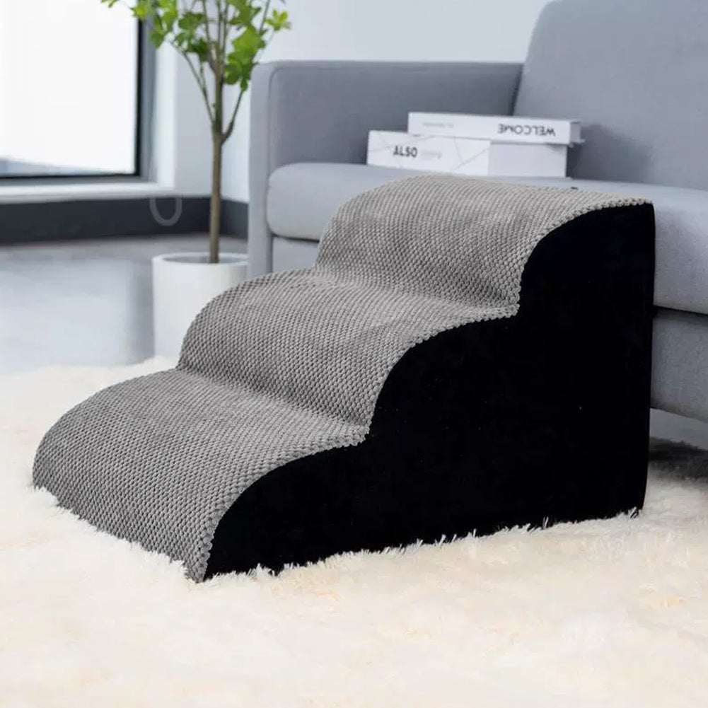 Soft Pet Stairs with Non-Slip Base – 2/3/4-Step Foam Ramp with Removable Washable Cover