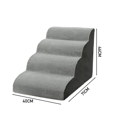 Soft Pet Stairs with Non-Slip Base – 2/3/4-Step Foam Ramp with Removable Washable Cover