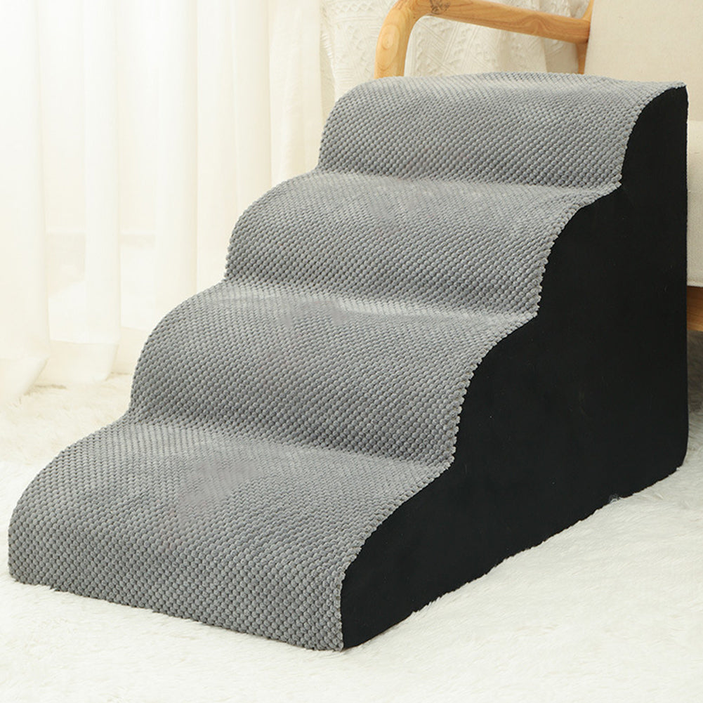 Soft Pet Stairs with Non-Slip Base – 2/3/4-Step Foam Ramp with Removable Washable Cover