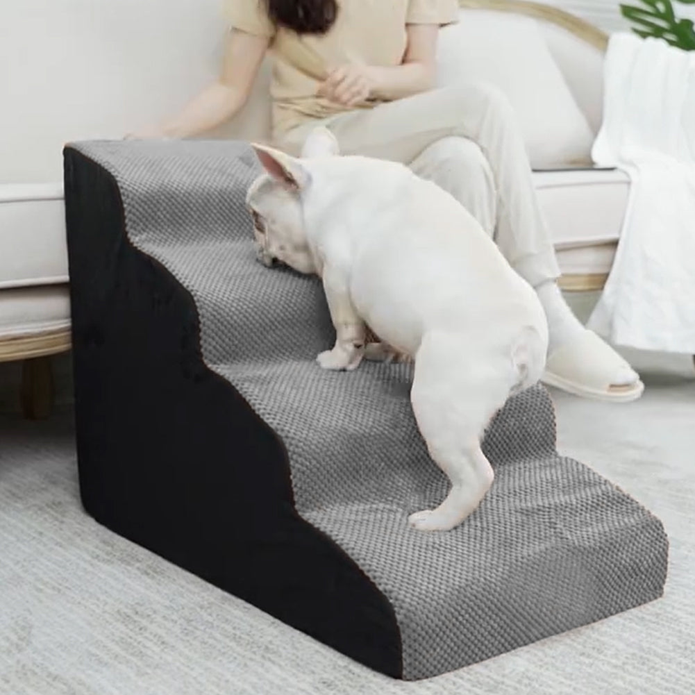 Soft Pet Stairs with Non-Slip Base – 2/3/4-Step Foam Ramp with Removable Washable Cover