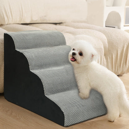Soft Pet Stairs with Non-Slip Base – 2/3/4-Step Foam Ramp with Removable Washable Cover