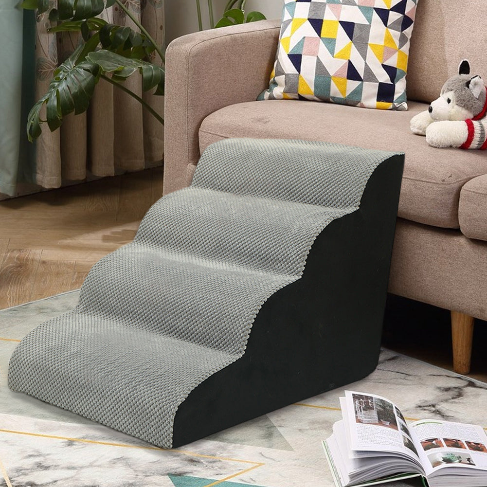 Soft Pet Stairs with Non-Slip Base – 2/3/4-Step Foam Ramp with Removable Washable Cover