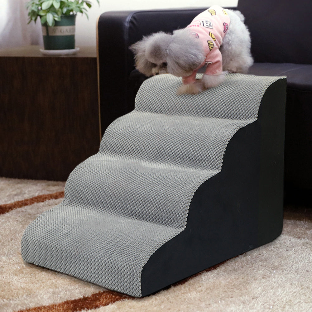 Soft Pet Stairs with Non-Slip Base – 2/3/4-Step Foam Ramp with Removable Washable Cover