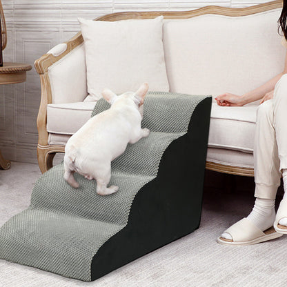 Soft Pet Stairs with Non-Slip Base – 2/3/4-Step Foam Ramp with Removable Washable Cover