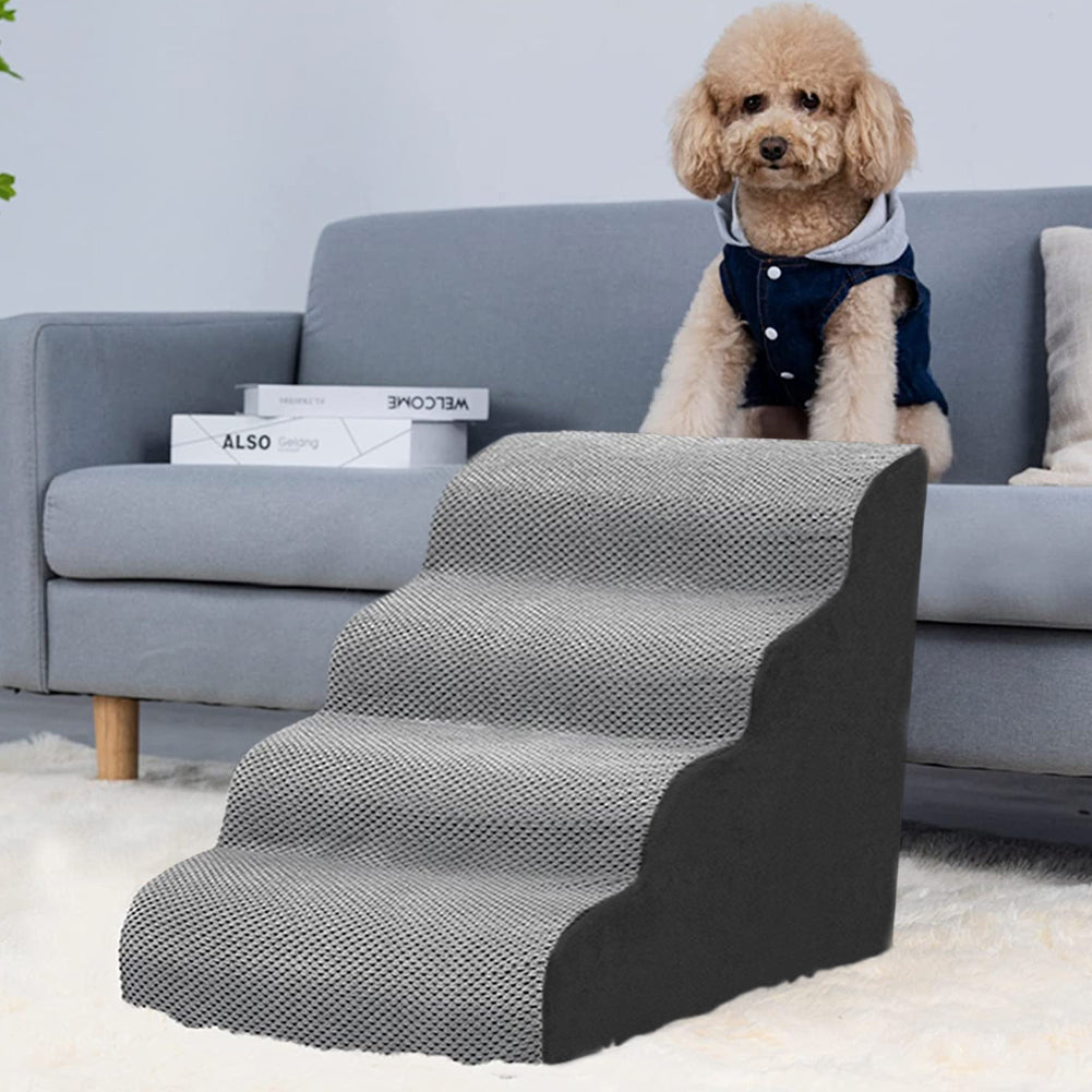 Soft Pet Stairs with Non-Slip Base – 2/3/4-Step Foam Ramp with Removable Washable Cover