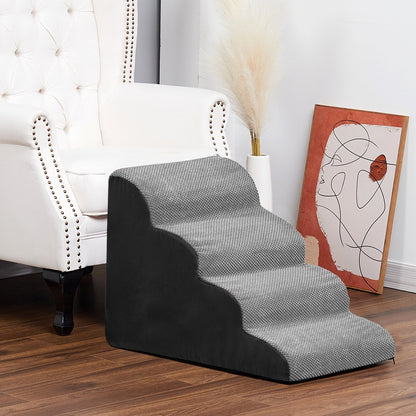 Soft Pet Stairs with Non-Slip Base – 2/3/4-Step Foam Ramp with Removable Washable Cover