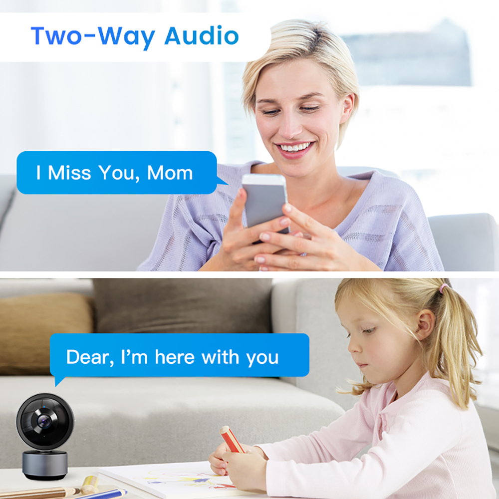 Smart Security Camera with 360° View & Motion Detection – 2K HD, Two-Way Audio, Compatible with Tuya APP
