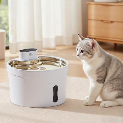 Ultra-Quiet Pet Water Fountain - 2.6L Capacity with Three Flow Modes