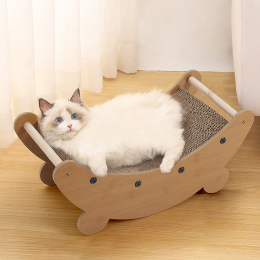 2-in-1 Cat Scratching Board & Lounge Bed – Creative Moon-Shaped Design