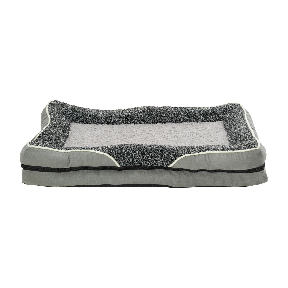 Light Grey Anti-Slip Pet Bed with Plush Interior & Removable Cover