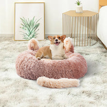 Round Plush Calming Pet Bed with Adorable Ears – Soft, Cozy, and Supportive