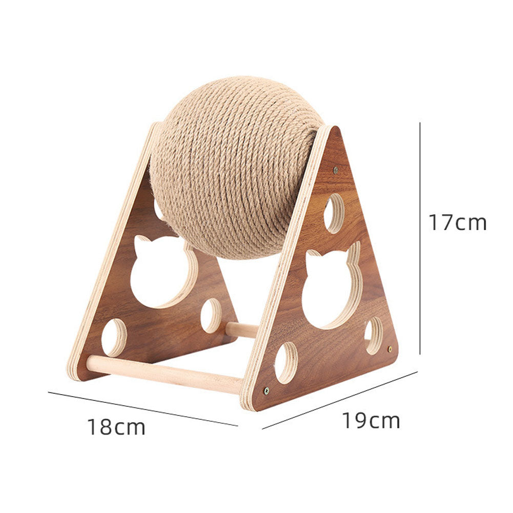 Cat Scratching Ball – Natural Sisal Interactive Pet Toy with Wooden Base