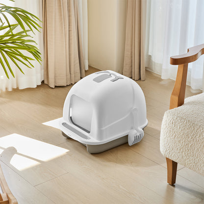 Durable Flip-Top Cat Litter Box with Odour Control & Scoop