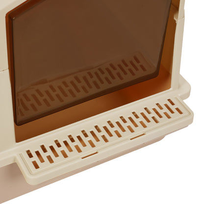 Foldable Large Cat Litter Box with Two-Way Door & Deodorizing Compartment – Multi-Cat Friendly, Easy-Clean Design