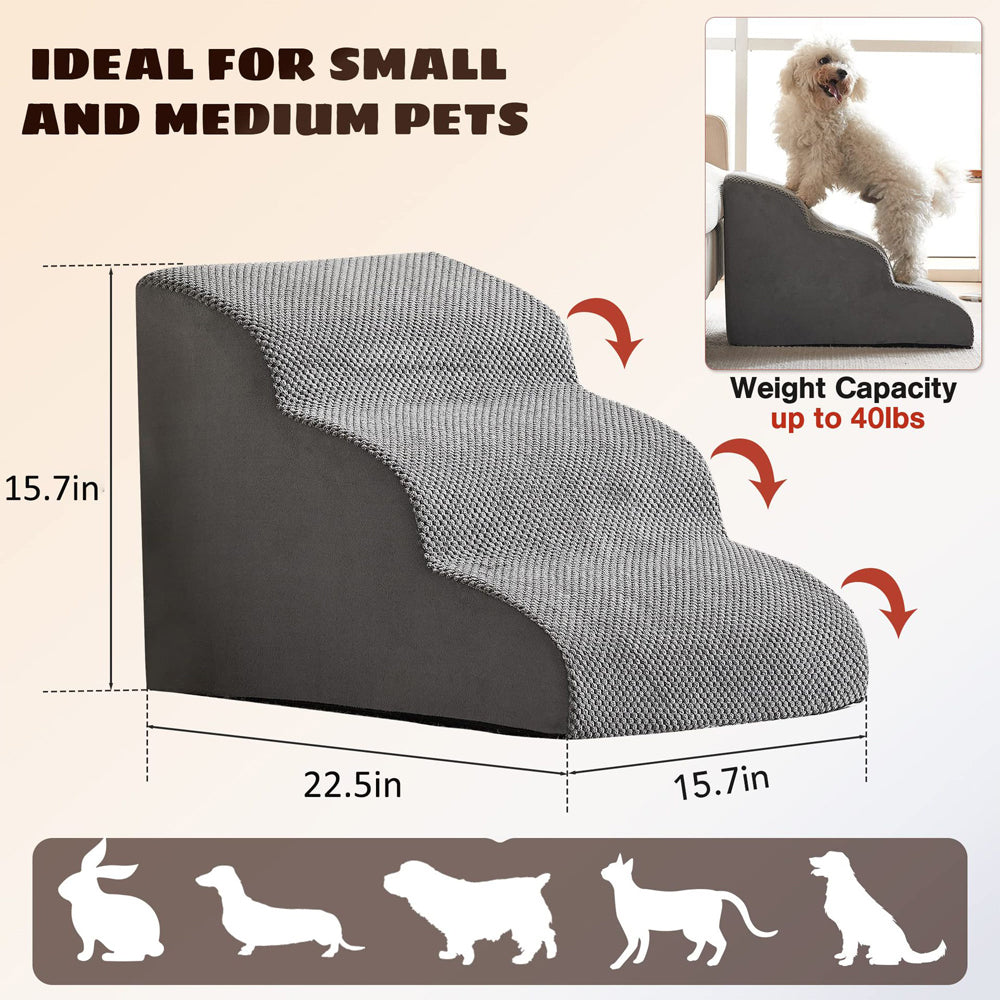Non-Slip Pet Stairs with Removable Cover – Comfortable & Stable for Small Dogs