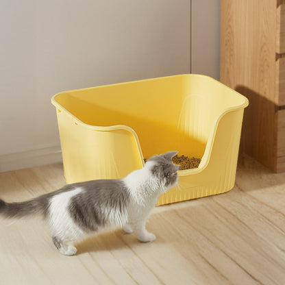 Open Top Cat Litter Box with Scoop – Easy Entry & Spill-Proof Design