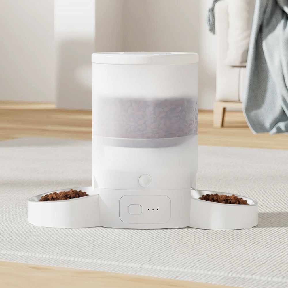 3L Dual Bowl Smart Pet Feeder – App Control, Voice Recording & Anti-Jam Design