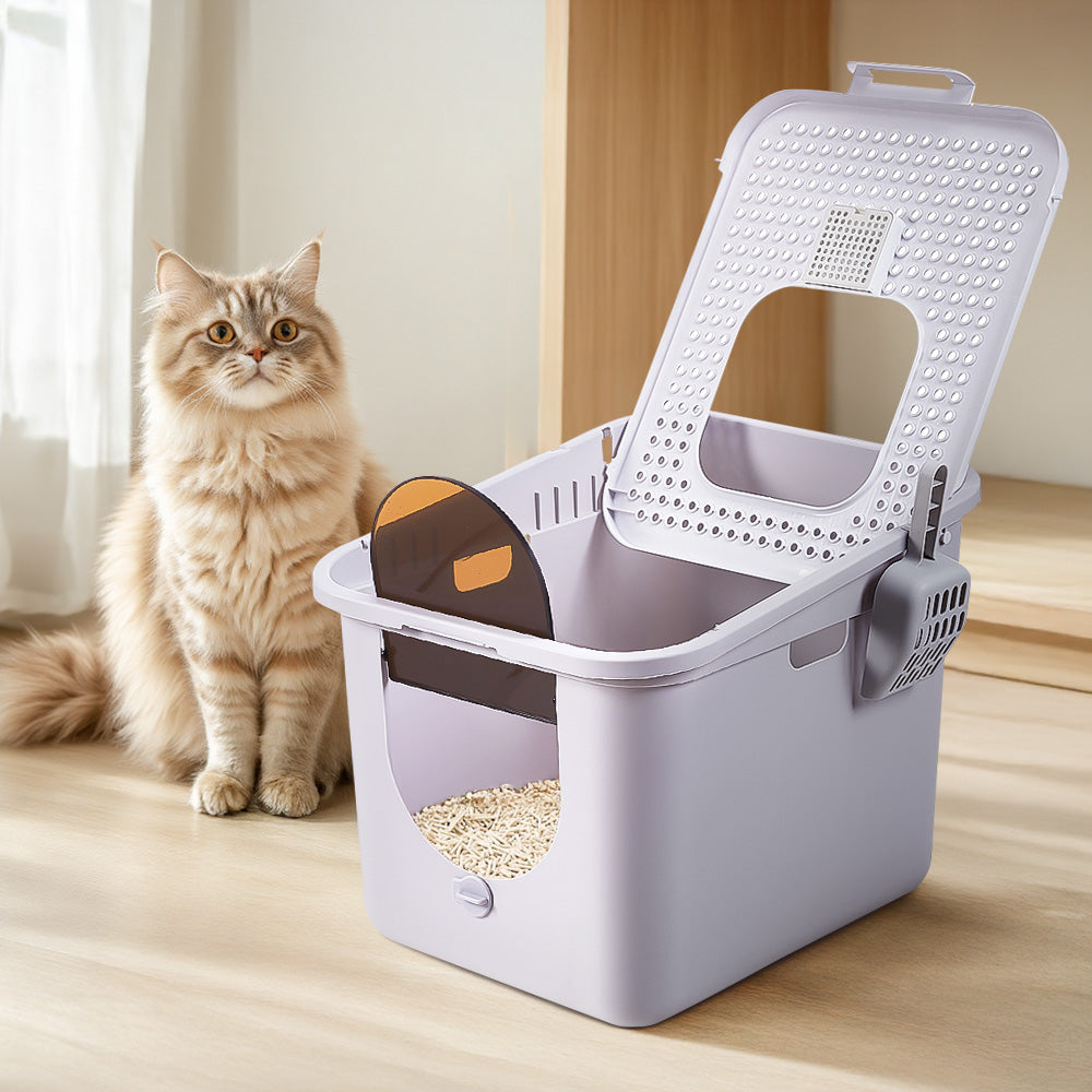Enclosed Cat Litter Box with Top-Mounted Deodorizer – Spacious, Leak-Proof, and Easy-Clean Design