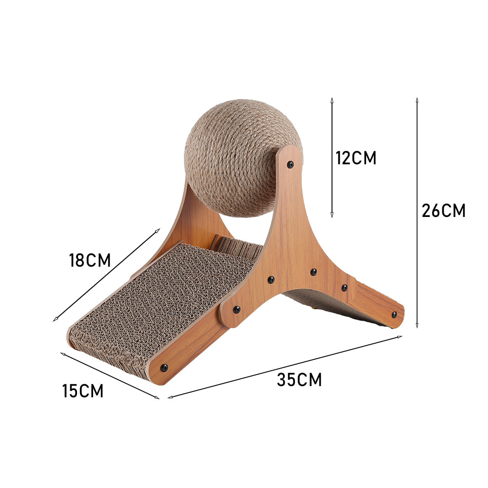 Cat Scratching Board with Interactive Sisal Ball – Durable Freestanding Cat Toy for Healthy Claws and Playtime Fun