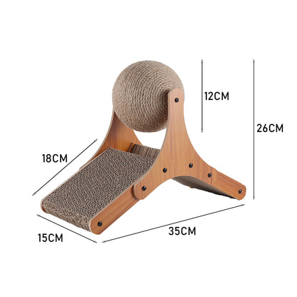 Cat Scratching Board with Interactive Sisal Ball – Durable Freestanding Cat Toy for Healthy Claws and Playtime Fun