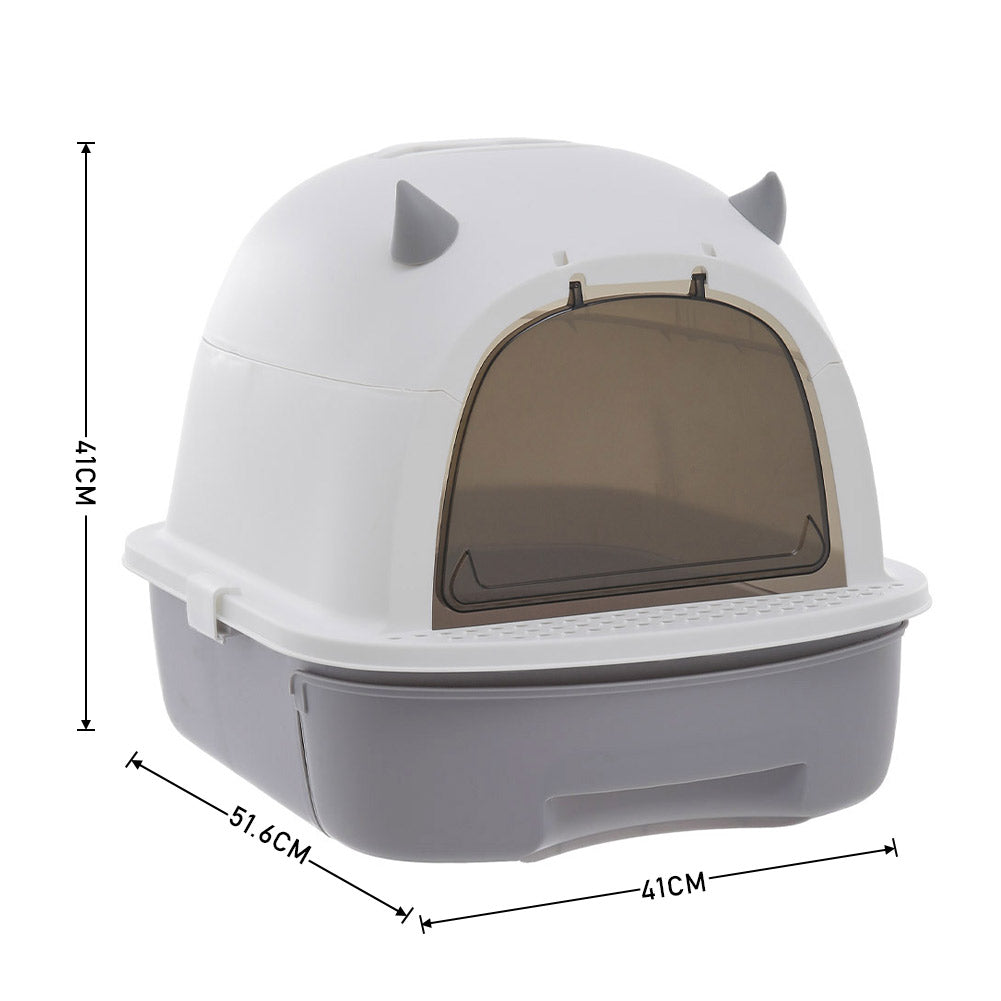Little Devil Design Enclosed Cat Litter Box – Privacy, Easy Access, and Mess-Free