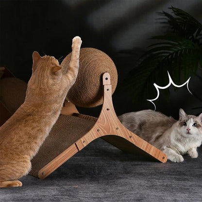 Cat Scratching Board with Interactive Sisal Ball – Durable Freestanding Cat Toy for Healthy Claws and Playtime Fun