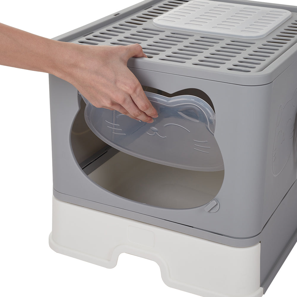 Hooded Cat Litter Box with Odour Control and Top Entry Design
