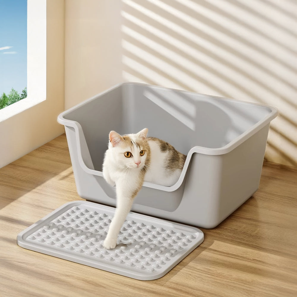 Large Anti-Splash Cat Litter Box with Mat and Scoop – Easy Access & Mess-Free Design