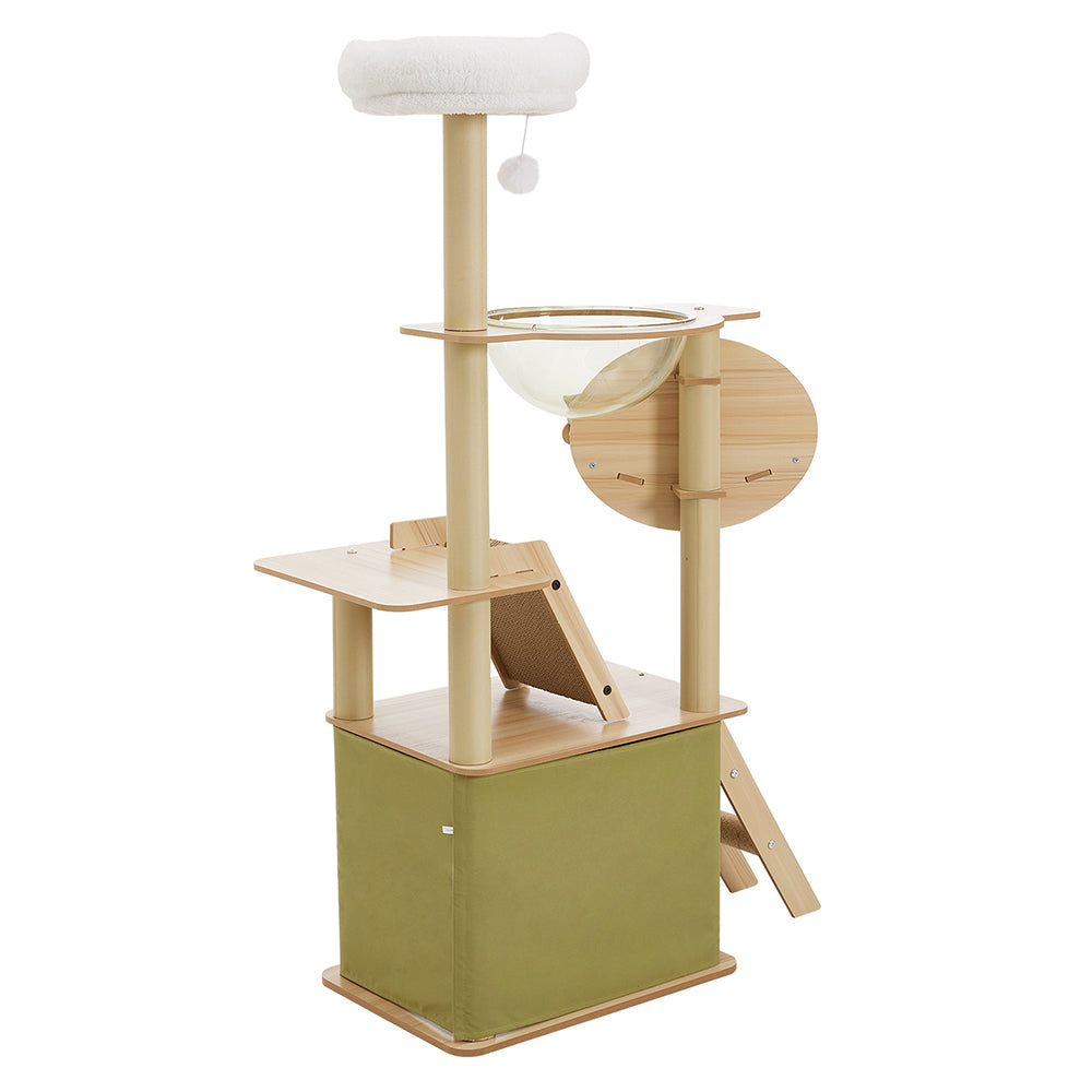 Luxurious 6-Tier Cat Tower with Scratching Board, Rotatable Hammock & Acrylic Capsule – Space-saving Multifunctional Playground