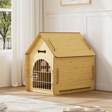 Wooden Pet House with Wire Door – Medium Size, Natural Finish