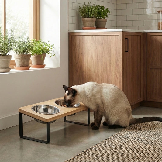 Elevated Dual-Bowl Pet Feeder – Stylish & Comfortable Feeding Stand for Cats and Dogs