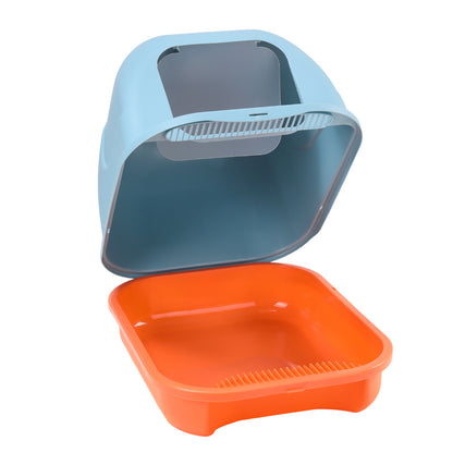 Durable Flip-Top Cat Litter Box with Odour Control & Scoop