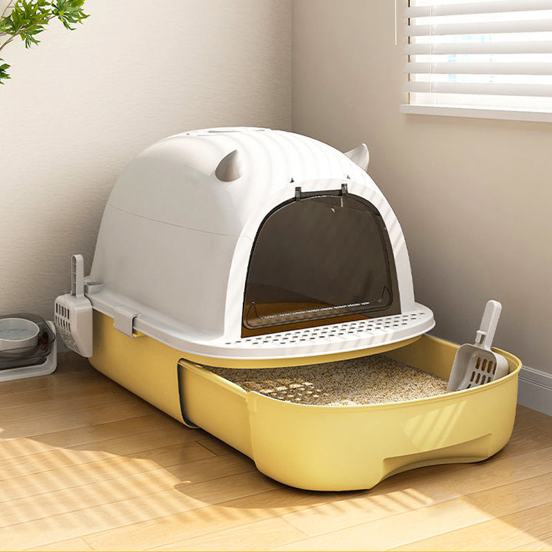 Fully Enclosed Cat Litter Box with Pull-Out Drawer and Deodorizer – Space-Saving, Odour-Reducing Design