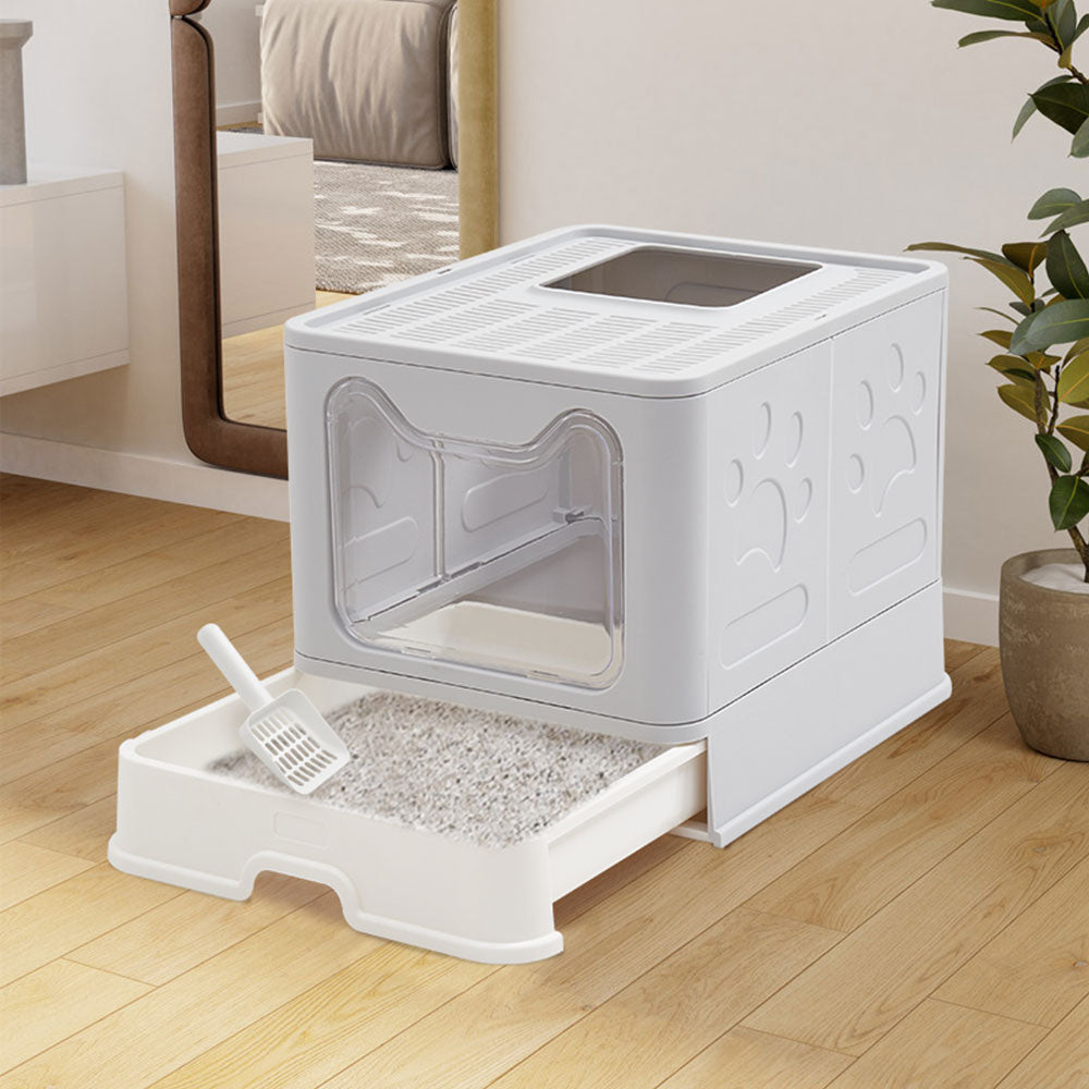 Front-Entry, Top-Opening Foldable Cat Litter Box – Compact, Easy Clean, and Space-Saving Design
