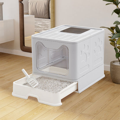 Front-Entry, Top-Opening Foldable Cat Litter Box – Compact, Easy Clean, and Space-Saving Design