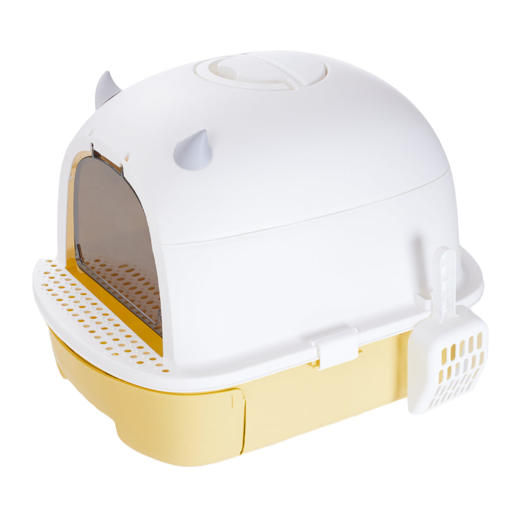 Fully Enclosed Cat Litter Box with Pull-Out Drawer and Deodorizer – Space-Saving, Odour-Reducing Design