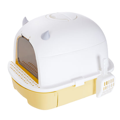 Fully Enclosed Cat Litter Box with Pull-Out Drawer and Deodorizer – Space-Saving, Odour-Reducing Design