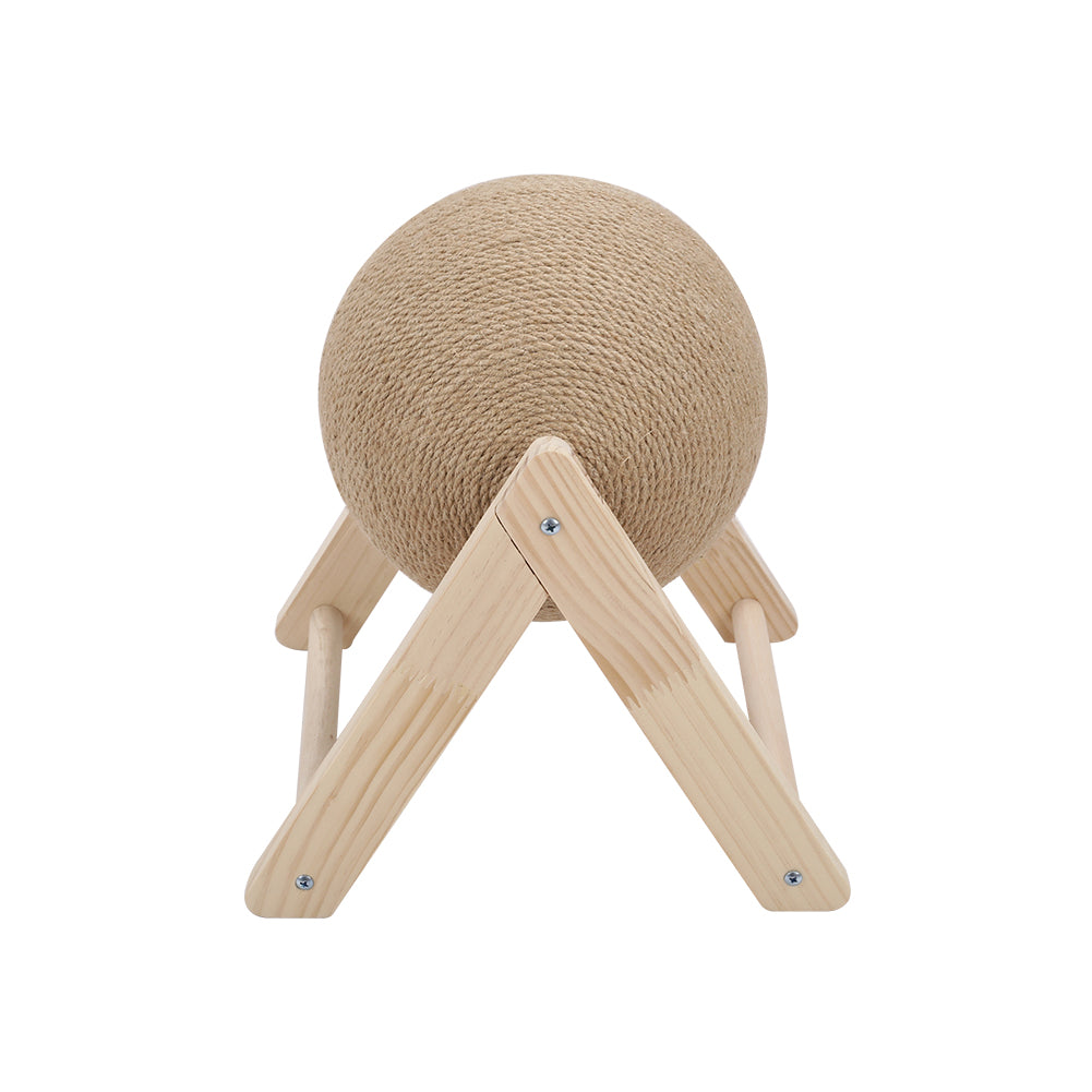 Wooden Cat Scratching Ball – Natural Sisal 360° Spinner Toy for Kittens & Cats