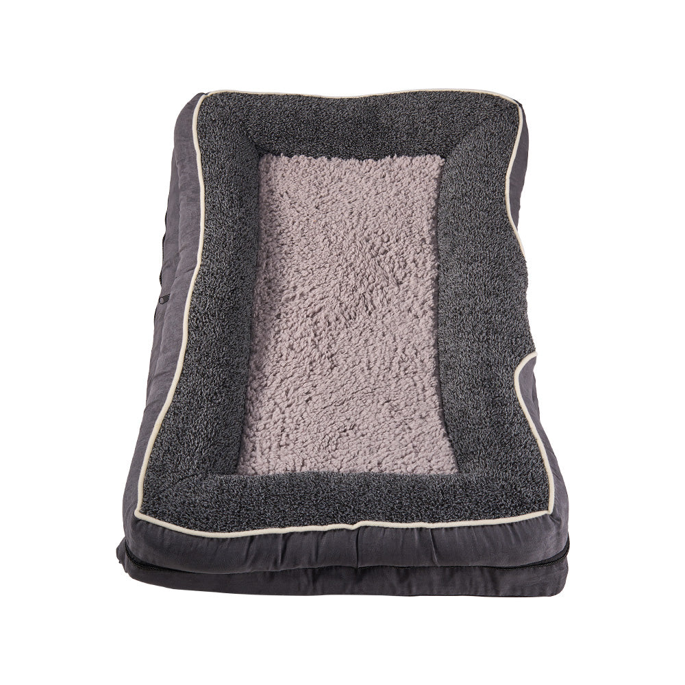 Dark Grey Anti-Slip Pet Bed with Plush Interior & Removable Cover